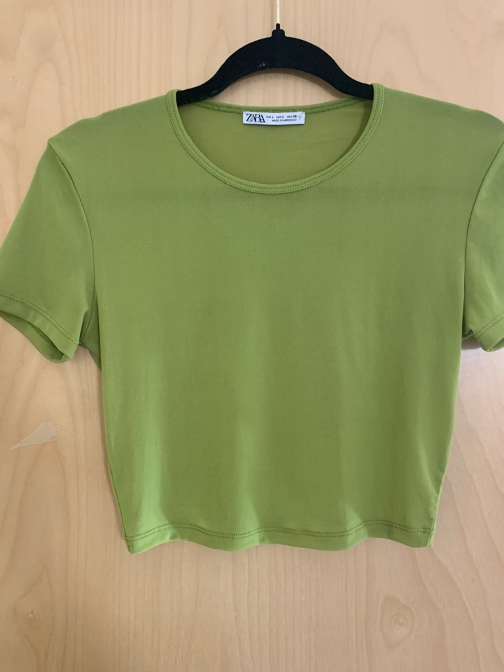 Zara Olive Green Short-Sleeve Crop Top